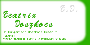 beatrix doszkocs business card